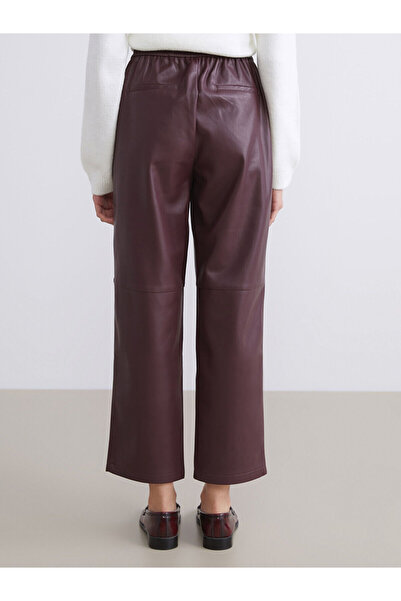 LC Waikiki Vizyon New Season Elastic Waist Leather-Look Women's Trousers
