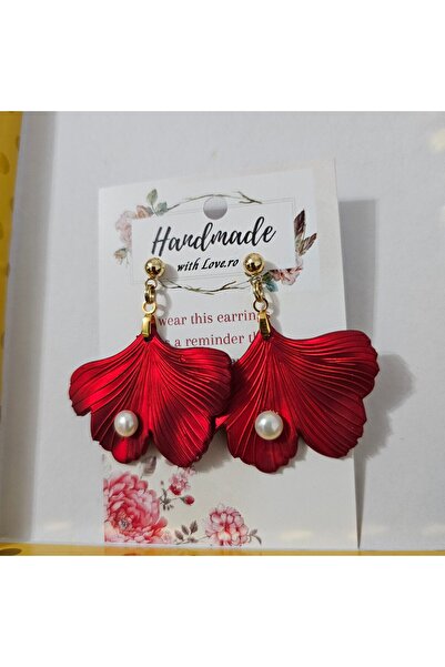 handmadewithlove Ginkgo Biloba Royal Red Earrings