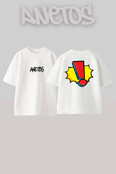 Anetos Rucsac Uncompliment Design cu imprimeu Bumbac Alb supradimensionat tricou