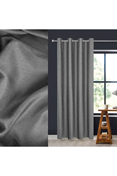 SHOPIENS Gray curtain, embossed pattern, 4 cm rings, polyester, 140x260 cm