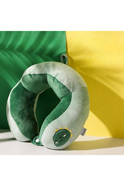 LEIBOO Travel Pillow for Head and Neck, Cotton Filling, 28 x 28 cm, Dinosaur Pattern, Travel/Office/Car, Sn