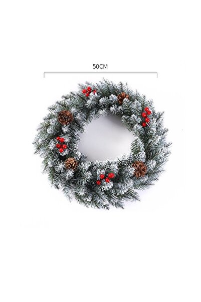 GOLD MARKET Coroană de Crăciun decorată cu conuri și merișoare, brad artificial, 50 cm, White Nature