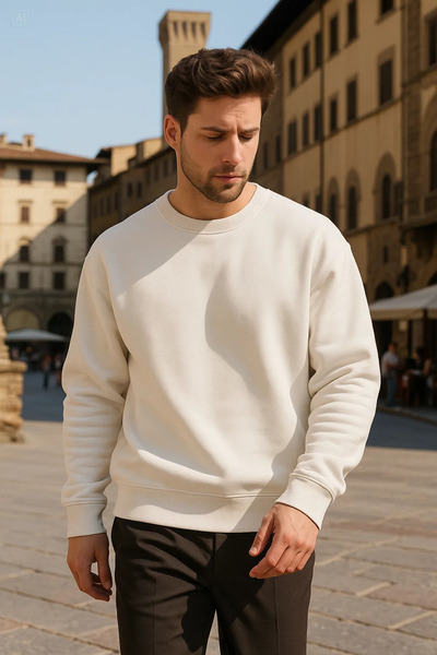 COMBİNE MİCHAİL Pulover unisex de iarnă, confortabil, lung, alb, largi