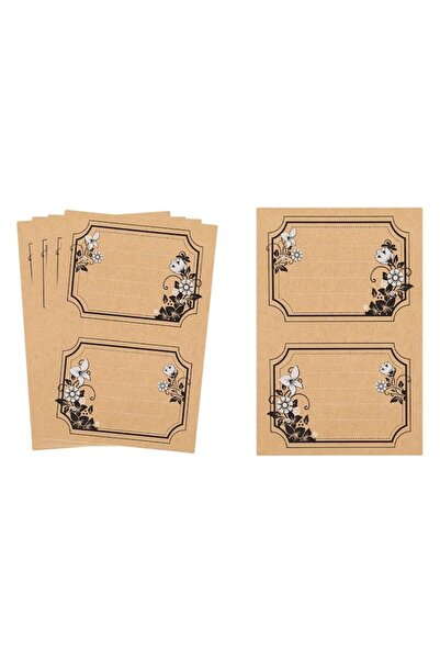 SHOPIENS Decorative Adhesive Labels, Floral Pattern, Beige, Set of 10, 9.2x7 cm