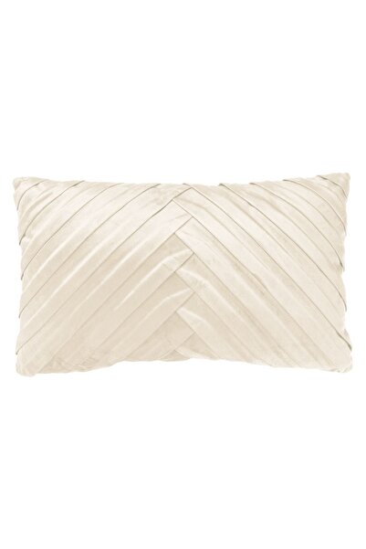 MYONNA IT & E- COMMERCE Decorative Pillow, Velvet Relief Pattern, Ecru, Size 50x30cm