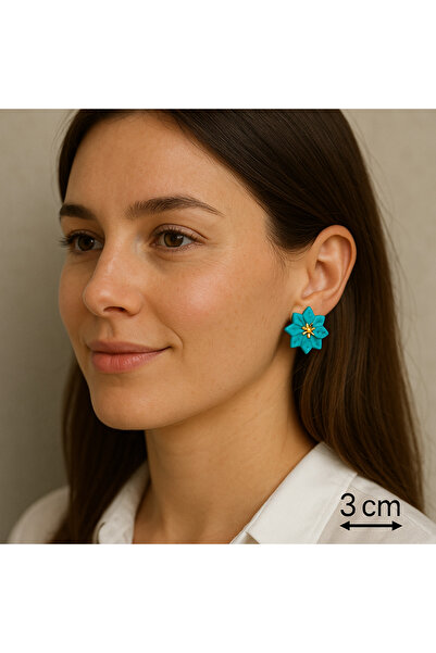 handmadewithlove Amira Earrings – poinsettia – turquoise blue
