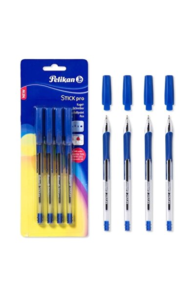 SHOPIENS Set pixuri cu bilă Pelikan, prindere ergonomică, albastru, 4 piese