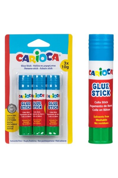 SHOPIENS Carioca Glue Stick Set, 10g, Multicolor, 3 Pieces, Solvent Free, Zero Residue