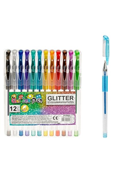 SHOPIENS Set de pixuri cu gel și sclipici, 12 piese, multicolore, corp transp...