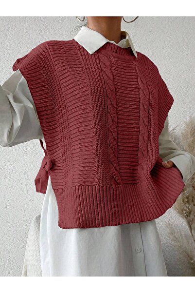 Dier Moda Жіночий трикотажний светр з регульованим візерунком і боковими зав'язками, трикотажний светр Fmoda505