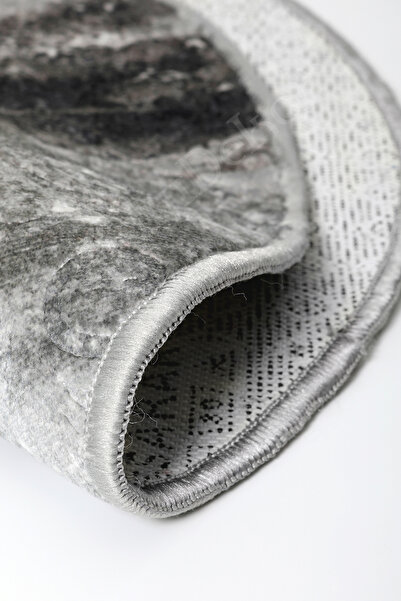 Dijidekor Χαλί χωρίς κρόσσια Embos Oval Light ANTHRACITE Σκουπιζόμενο χαλάκι δαπέδου 80x100