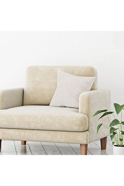 MYONNA IT & E- COMMERCE Velvet Pillowcase, Diamond Pattern, Ecru, 45x43 cm