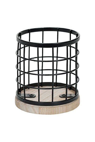 SHOPIENS Suport pentru pix, 9x10 cm, bază din lemn și metal, negru/maro - MYONNA