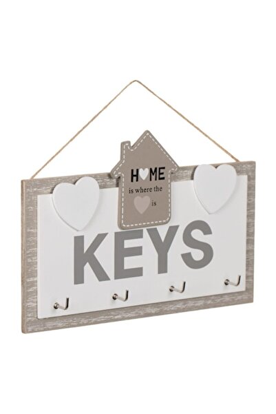 SHOPIENS Suport chei din lemn, design casă, 4 cârlige, 20x14 cm, MYONNA