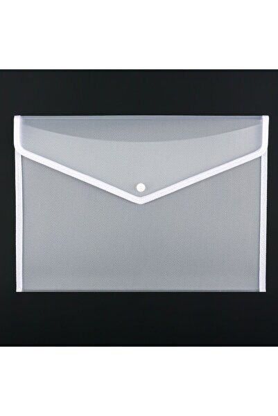 SHOPIENS Transparent White Document Folder with Snap, 37.5x26x1 cm