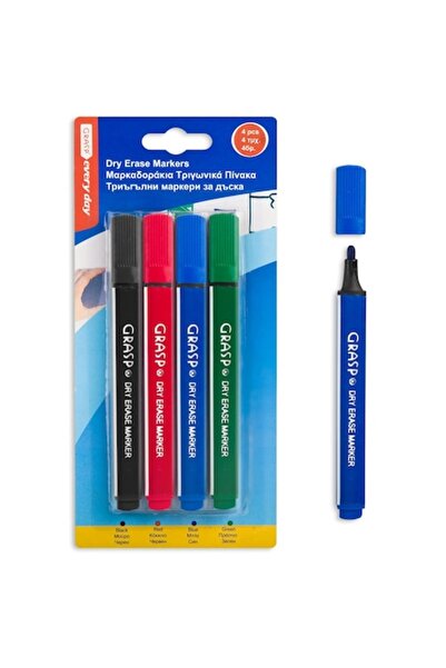 SHOPIENS Marker pentru tablă albă, Grasp, cu ștergere chimică, set de 4, multicolor