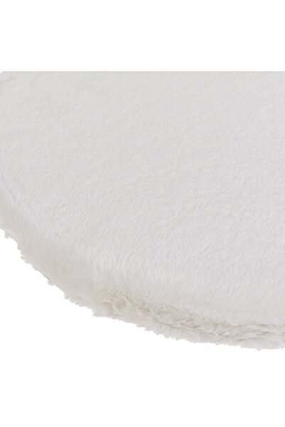 SHOPIENS Faux Fur Chair Cushion 38cm - White, Non-slip, Black Ties (MYONNA)