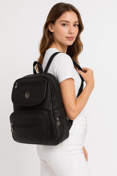 AVCA Women's Faux Leather Multi-Compartment Backpack Water Resistant Medium Backpack