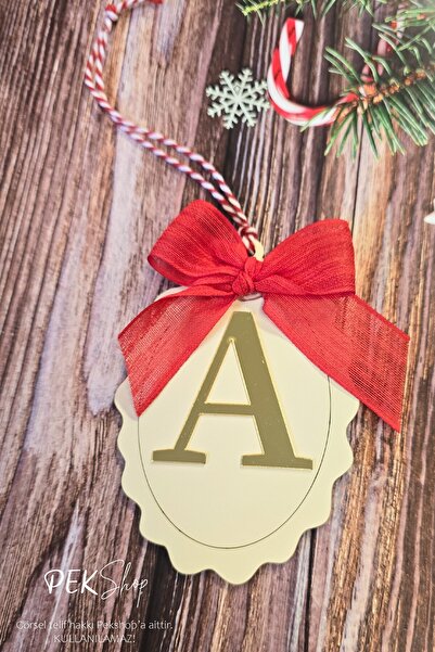 PEKSHOP Στολίδι Χριστουγεννιάτικου Δέντρου με Αρχικά Γράμματα και Φιόγκο - Χρ...