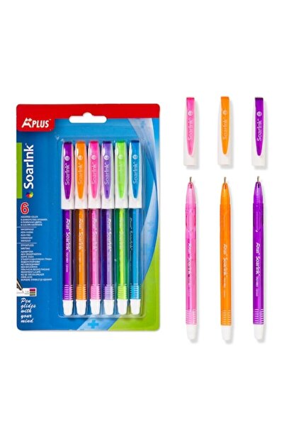 SHOPIENS Комплект гел химикалки, APlus Soarink, 6 броя, многоцветни, връх 1.0 мм