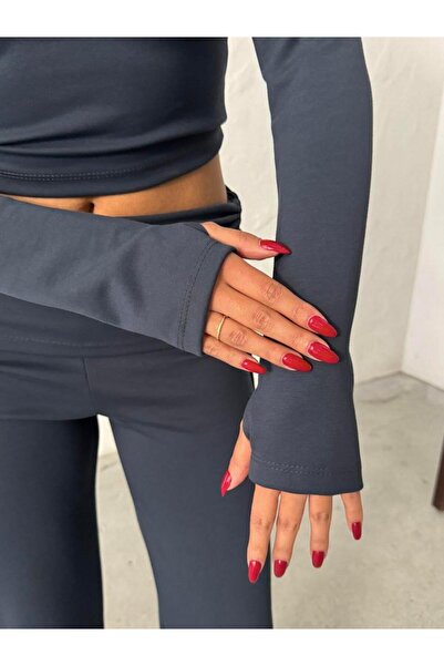 Jeevee Modal Karışımlı Geniş Paça Takım – Parmak Geçmeli