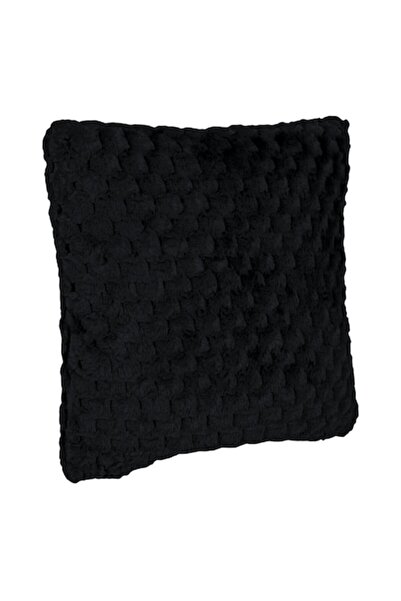 MYONNA IT & E- COMMERCE Decorative Pillow, Embossed Pattern, Black, 60x60cm, Faux Fur, MYONNA IT & E-COMMERCE