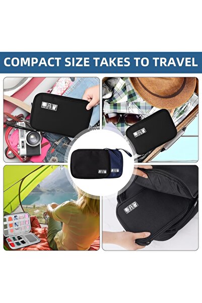 NALACAL Travel Cable Organizer Bag (2-Pack: Black & Navy) — Electronics Accessories Organizer