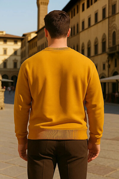 COMBİNE MİCHAİL سترة شتوية مريحة طويلة للجنسين باللون الأصفر الخردلي