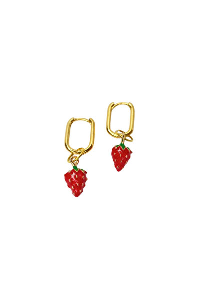 Kırmızı Çilek Charm Küpe