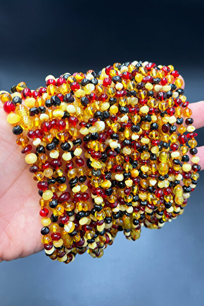 İpek Kehribar Lithuania Certified Genuine Baltic Amber Necklace for Baby Girls, Boys & Children – 4 Colored Silk-347