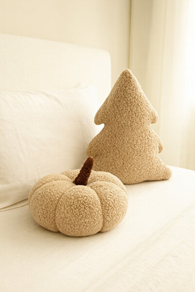Madame Clean Home Teddy Pine Tree and Pumpkin Pillow