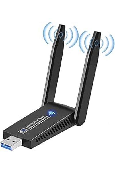 HASTHIP USB Wireless Wi-Fi Adapter Dongle 1300Mbps Dual-Band 2.4/5GHz 5dBi (Driverless)