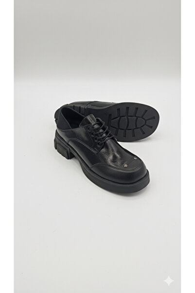 Eray Women's Black Lace-Up Loafer Shoes