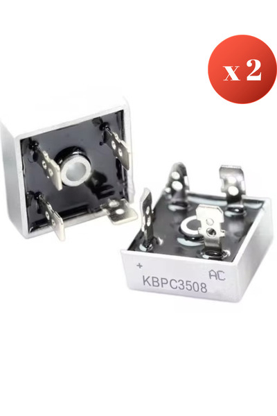 Smtechnology Set of 2 pieces, Single Phase Bridge Rectifier, 35A, KBPC3508, 800V, MB35, Square Aluminum Capsule.