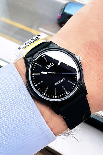 Q&Q 10 Atm Water Resistant Black Color Silicone Cord Original Men's Wristwatch - Gift Bracelet Qqeg2002C3