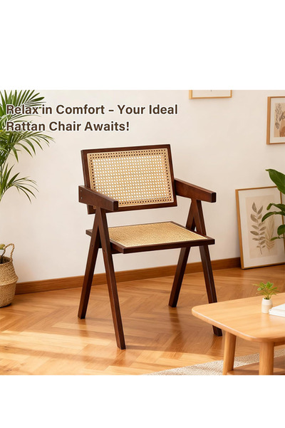 VALUE Rattan Folding Chair, Walnut Color, Set of 2