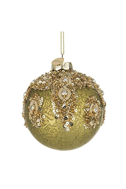 Bizzotto Set of 6 Melissa Green-Gold Baubles D80