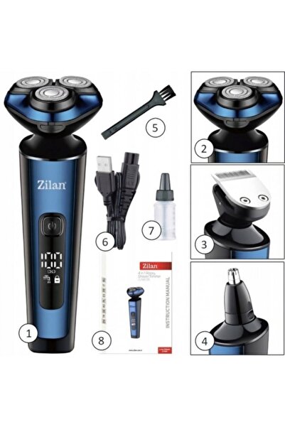 Zilan - Floria 4-in-1 Electric Shaver & Trimmer (USB, IPX6, Wet/Dry, 3 Heads, LED, 60min)