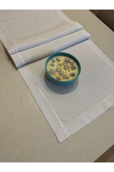 Zeren Home Polyester Linen Dowry Piko Wrap Detailed Runner 40 X 160 - 1 Piece - Color Options Available