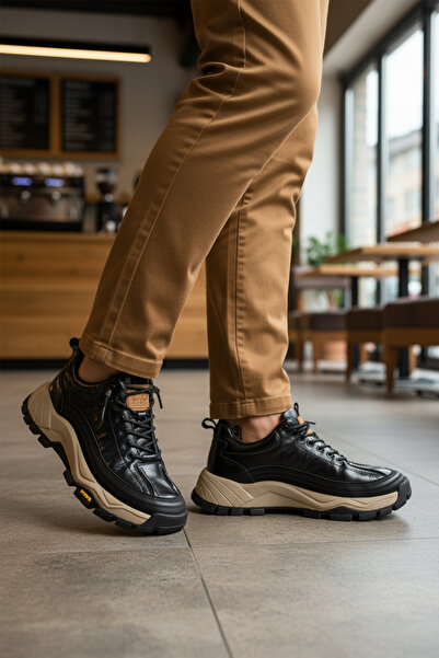 Guja Black Genuine Leather Lace-Up Men's Sneaker 25K570 m