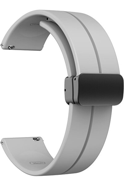 Lamshaw سوار ساعة سيليكون مغناطيسي 22 مم - حزام رياضي ناعم من السيليكون سريع الفك