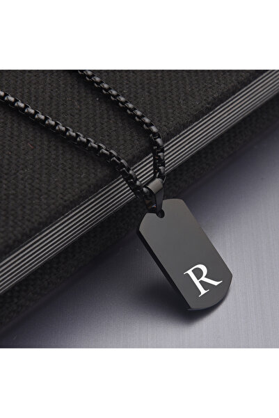 idolavm Street Man R Harfli Erkek Çelik Kolye Takı Kişiye Özel Aksesuar