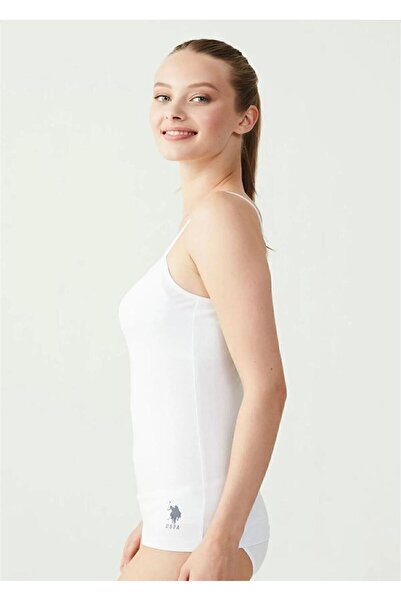 U.S. Polo Assn. Kadın Beyaz İp Atlet -TLY6U60A0