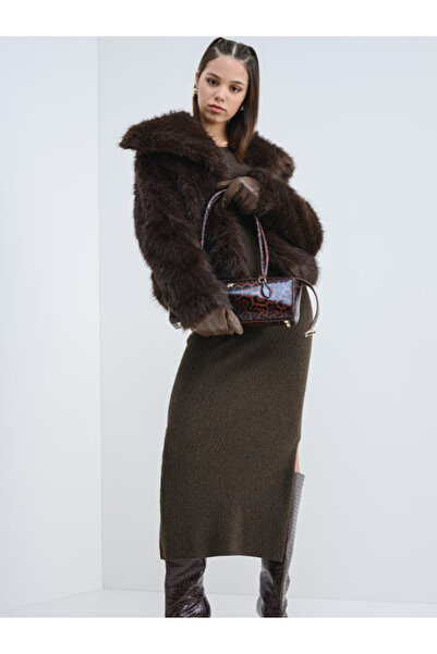 ONLY Onldawn Faux Fur Jacket Cc Otw Kadın Geniş Yaka Suni Kürk Tarz Mont