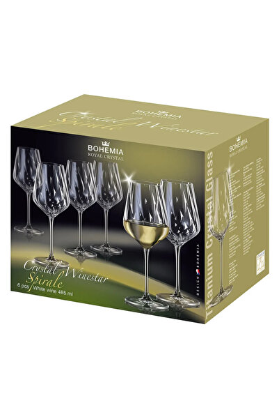 Bohemia Royal Crystal Set of 6 Bohemia Winestar Spiral Crystal Stemmed Glasses 485 ml