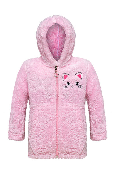 EtkiModa Girl's Pink Hooded Plush Jacket