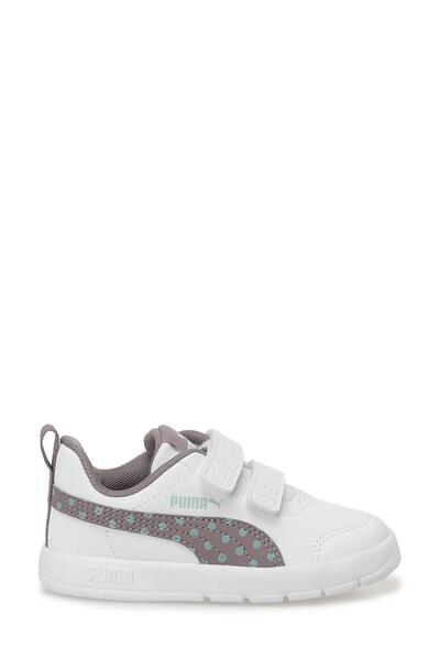 Puma 398759 06 Courtflex V3 Dotty V Inf White-Purple-Green Kids Sneakers