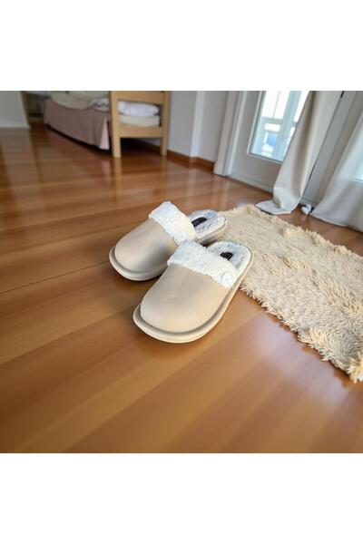 AkınalBella Women's Fur-Lined, Removable and Washable Buttoned Office and Home Slippers