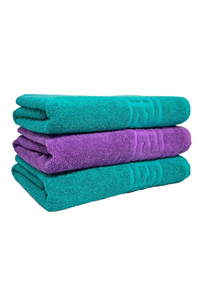 rotop Set 3 Towels 70x130 cm Cotton 500 g/m² Greek Border Green/Purple