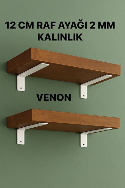 VENON 12 CM BEYAZ 4'lü Metal Raf Ayağı Raf Altı Tutucu L Raf Tutucu Deprem Dolap Sabitle